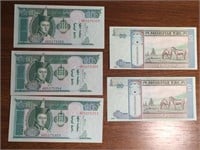 5 UNC Sequential Mongolian Banknotes