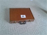 Custom-made oak case with brass hardware