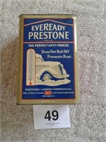 Old Eveready Prestone 1 gallon advertising tin