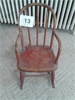 EARLY CHILD'S ROCKING CHAIR-BENT ARMS AND BACK