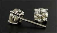 14kt Gold Brilliant 1.07 ct Diamond Stud Earrings