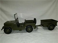 Vintage Army Jeep with Trailer by Marx