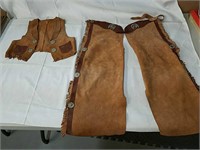 Vintage leather child's Cowboy outfit.