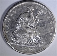 1849-O SEATED LIBERTY DOLLAR  AU+