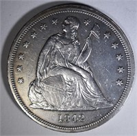 1842 SEATED LIBERTY DOLLAR  CH AU