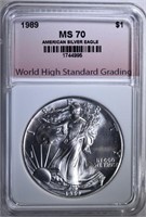 1989 AMERICAN SILVER EAGLE WHSG GRADED