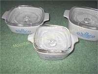 3 piece set of CorningWare with glass tops