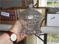 Etched Crystal  Covered Candle Dish