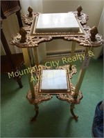 2 Tiered Brass Lamp Table