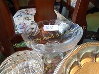 Silver Plated Serving Trays and Glass Fruit Bowl