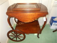 Walnut Serving Cart with Serving Tray