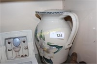 MAGNOLIA DECORATED POTTERY PITCHER