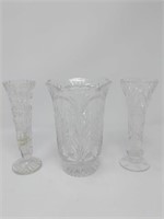 Cut Glass Vase & Candlesticks