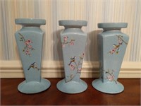 Set of 3 Stoneware Candle Stands