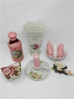 Vintage Floral and Pink Themed Ceramic Items