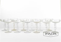 Lot of 12 champagne glasses with figural stems
