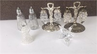 Salt and pepper shakers and crystal ornaments