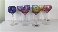 10 cut crystal wine goblets assorted colors