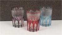 3 cut crystal water glasses