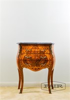 Smaller wood commode with a marble top