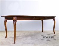 Oval pecan dining table