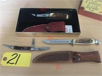 3- Case Knives/ Small Game, Blue Scroll, 3 blade