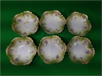 6 RS Germany Hand Painted Berry Dishes