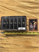 Lot of coca cola contour bottles and card