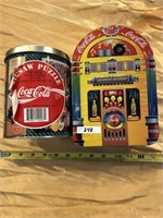 Lot of 2 coca cola tin cans