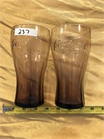 Lot of 2 coca cola glass bottles with dark tint