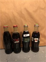 Lot of 4 coca cola classic glass bottles