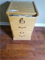 WOOD FILING CABINET - 2 DRAWER WITH KEY