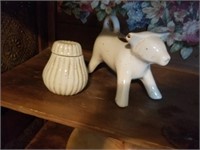 VINTAGE IRONSTONE COW CREAM AND IRONSTONE COVERED
