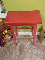 RED WOODEN STOOL
