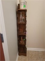 HEAVY WOOD CORNER SHELF WITH SPINDLES, 5 TIER