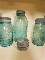 BALL JARS-SET OF 6 AND EXTRA LIDS