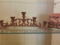 IRON CANDLE STAND AND COASTER HOLDER WITH COASTERS
