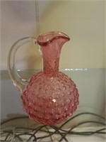 FENTON CRANBERRY HOBNAIL SYRUP PITCHER-NO STOPPER