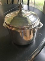 SILVERPLATE ICE BUCKET WITH PYREX GLASS LINER