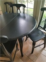 ROUND DISTRESSED BLACK TABLE WITH 4 CHAIRS