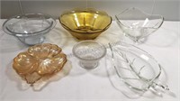 Vintage glass bowls and servers variety