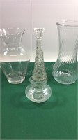 Four decorative clear glass vase variety