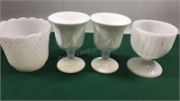 4 Vintage pieces of Milk Glass