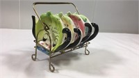 Set of 4 Vintage Ceramic tea bag holders