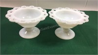 Set of two milk glass bowls