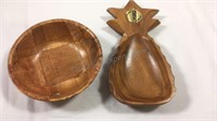 Wooden Aloha Hawaii nut bowl and wooden salad