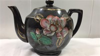 Porcelain black and gold floral teapot