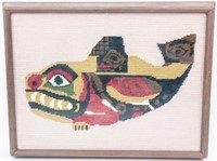 Art Vintage Needlepoint Fish Framed