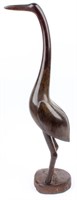 Art Large Egret Ironwood Carving Sculpture