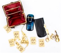 Vintage Ivory, Bone, Coin Purse, Cartier Lighter +